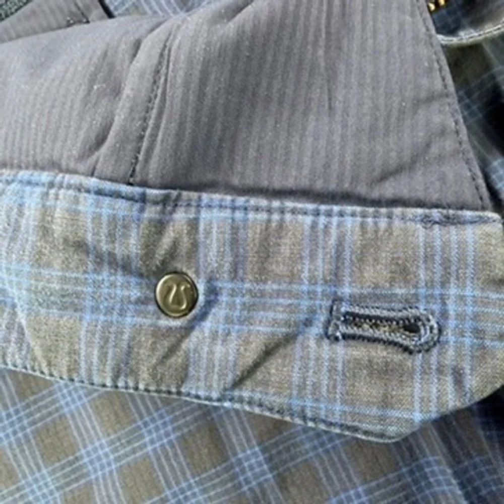 Lululemon Commission Shorts Mens 36 Blue Black Plaid Chino Golf Tech Active